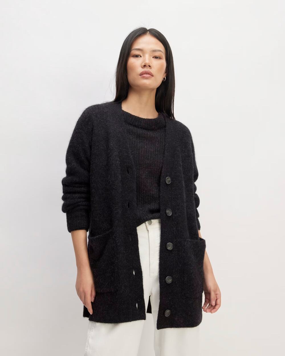 NWT Everlane Women's The Oversized Alpaca Pocket Cardigan Black Size XS